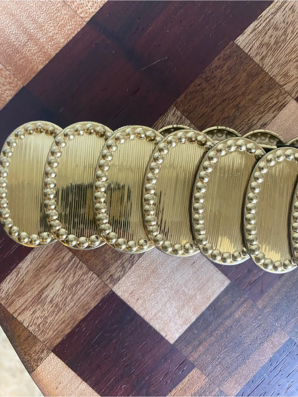 Vintage Gold Medallion Stretch Conch Belt Boho Disco Concho Statement Waist Belt